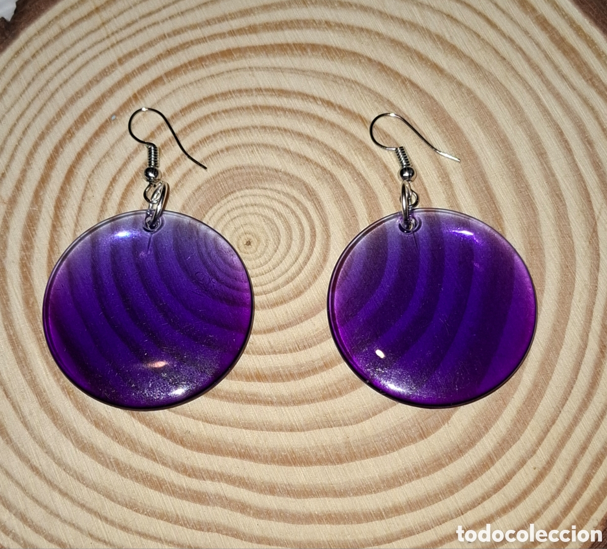 Joyeria: Pendientes redondos violetas - Foto 1