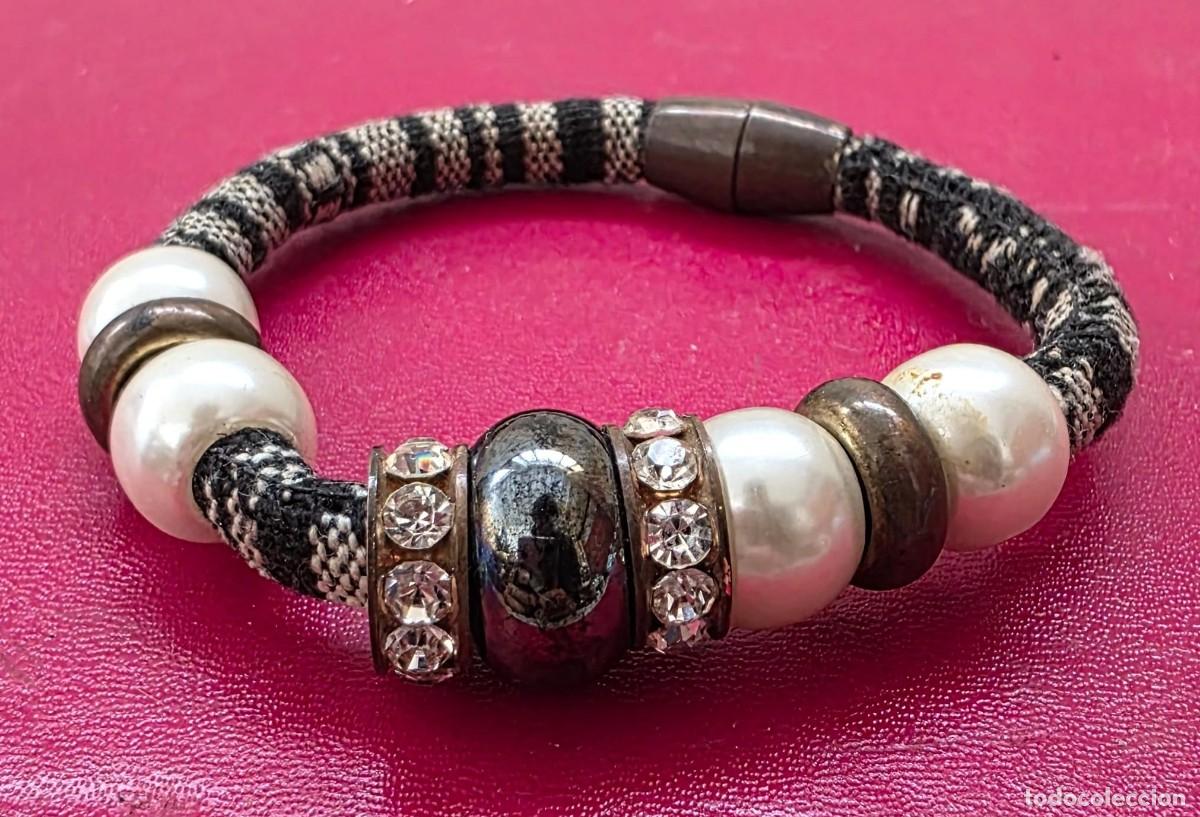 Joyeria: Pulsera estilo boho con abalorios de perlas, madera y cristales en hilo textil - Foto 1