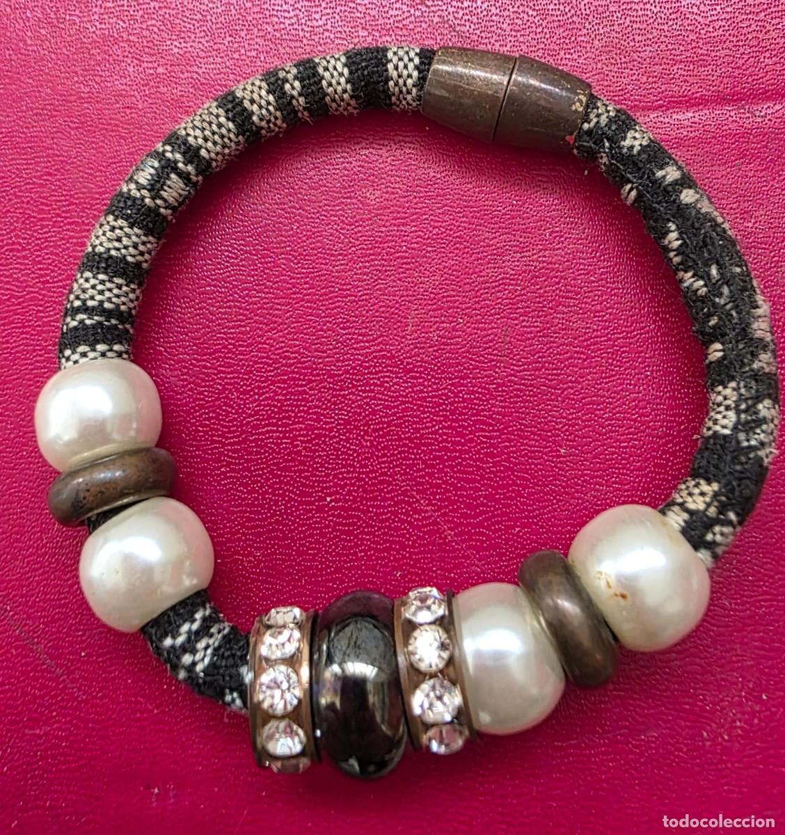 Joyeria: Pulsera estilo boho con abalorios de perlas, madera y cristales en hilo textil - Foto 3