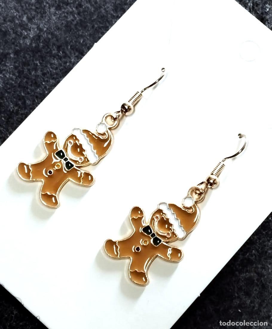 Joyeria: Pendientes navide&ntilde;os con mu&ntilde;eco de galleta navide&ntilde;o, Nuevos - Foto 2