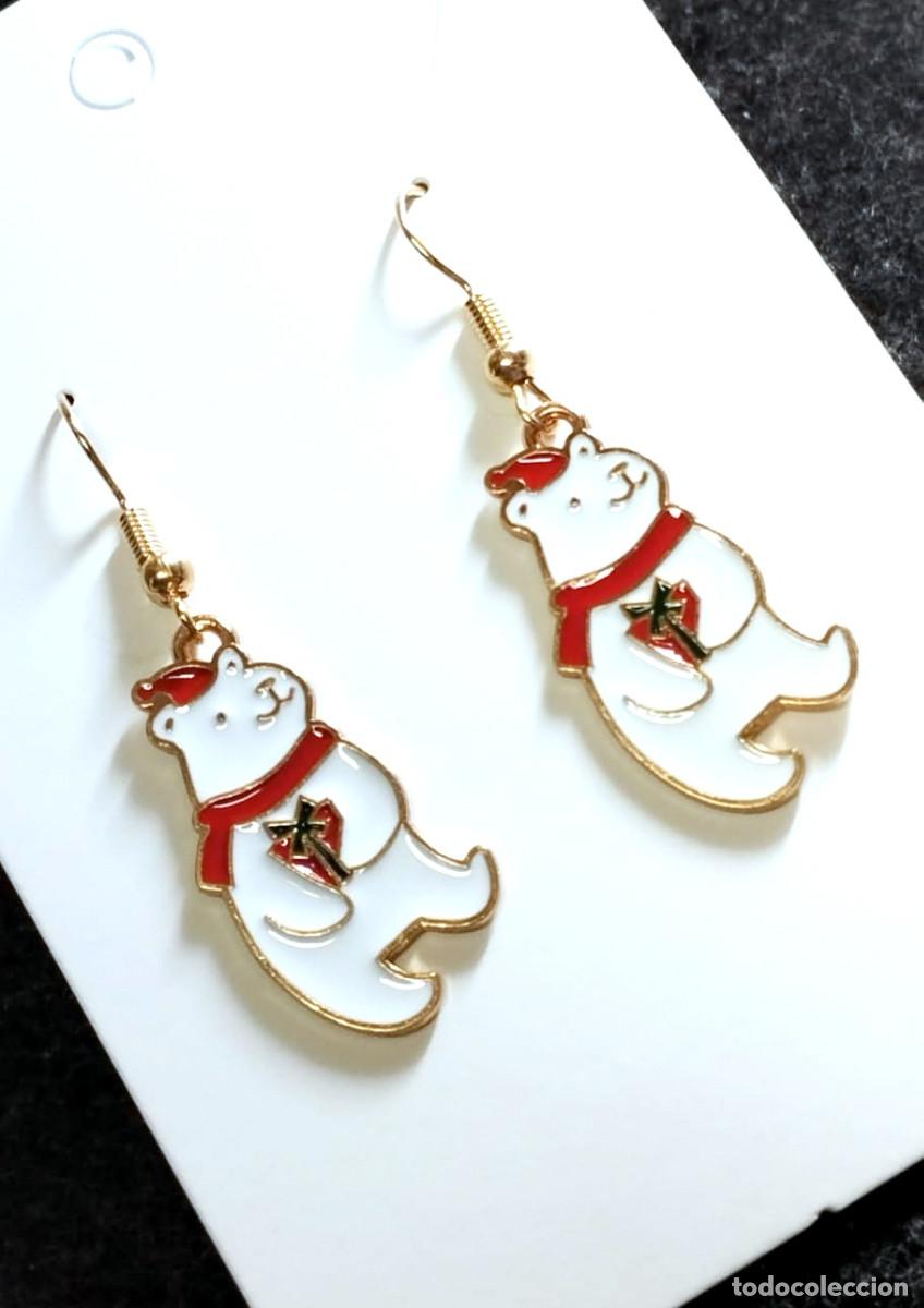Joyeria: Pendientes navide&ntilde;os con oso blanco con regalo y gorro, Nuevos - Foto 2