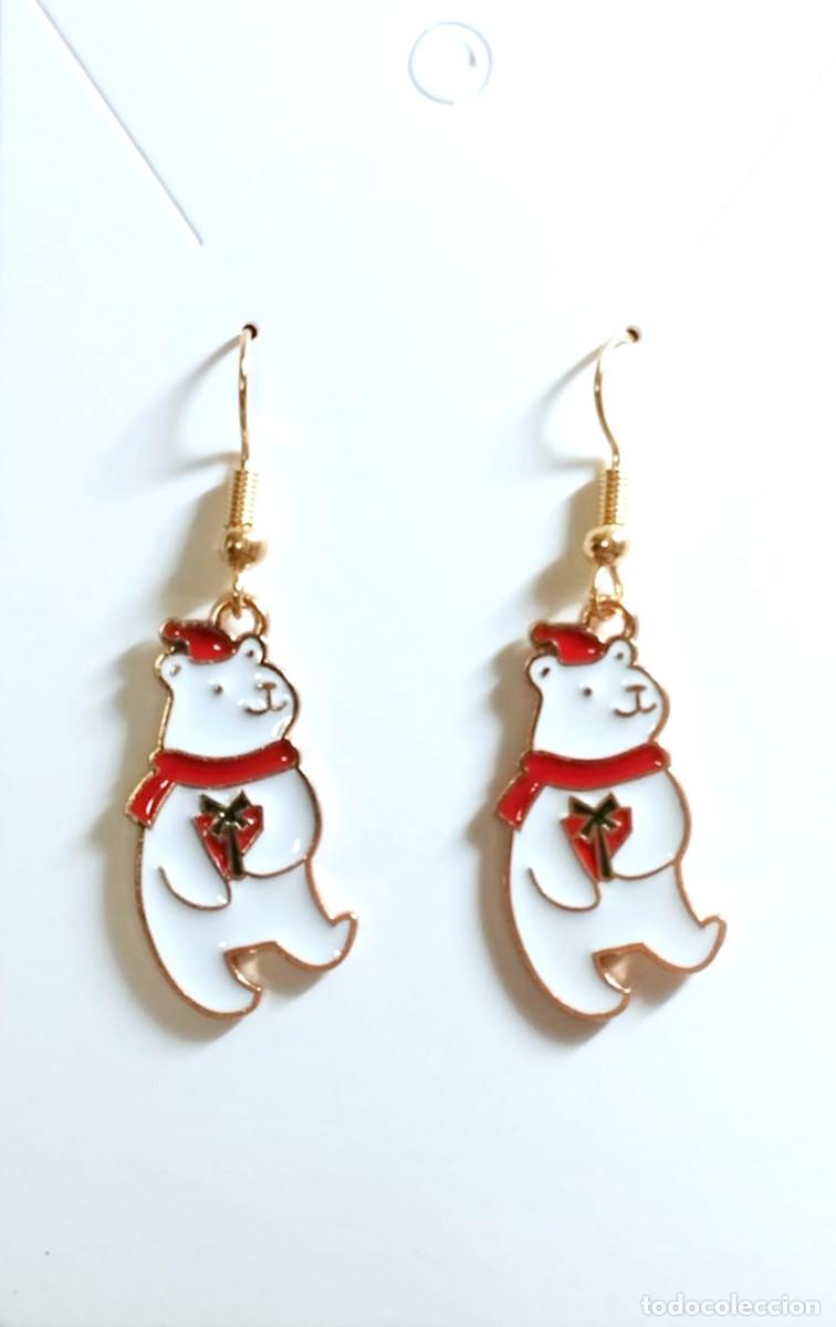 Joyeria: Pendientes navide&ntilde;os con oso blanco con regalo y gorro, Nuevos - Foto 3