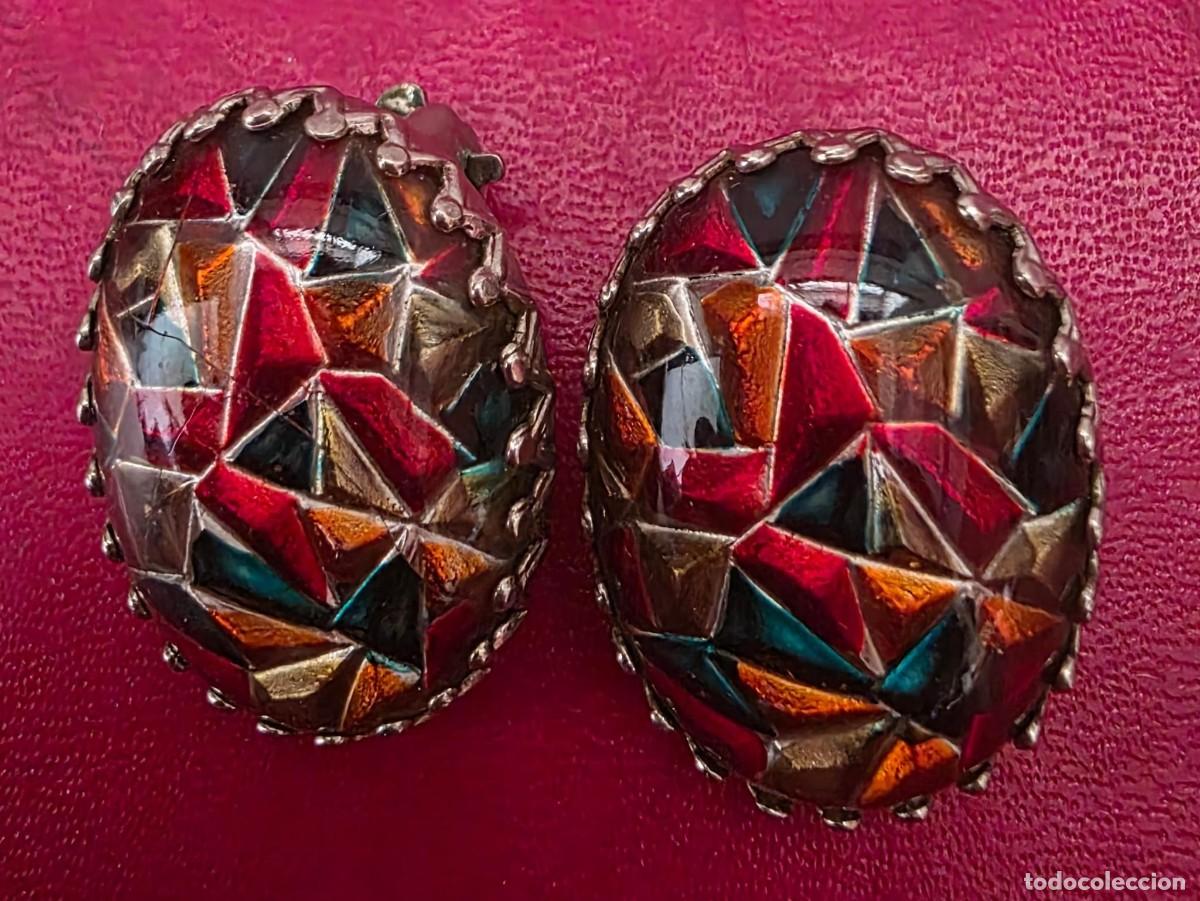 Joyeria: Pendientes Vintage Ovalados Multicolor con Clip &ndash; 2,8 cm - Foto 1