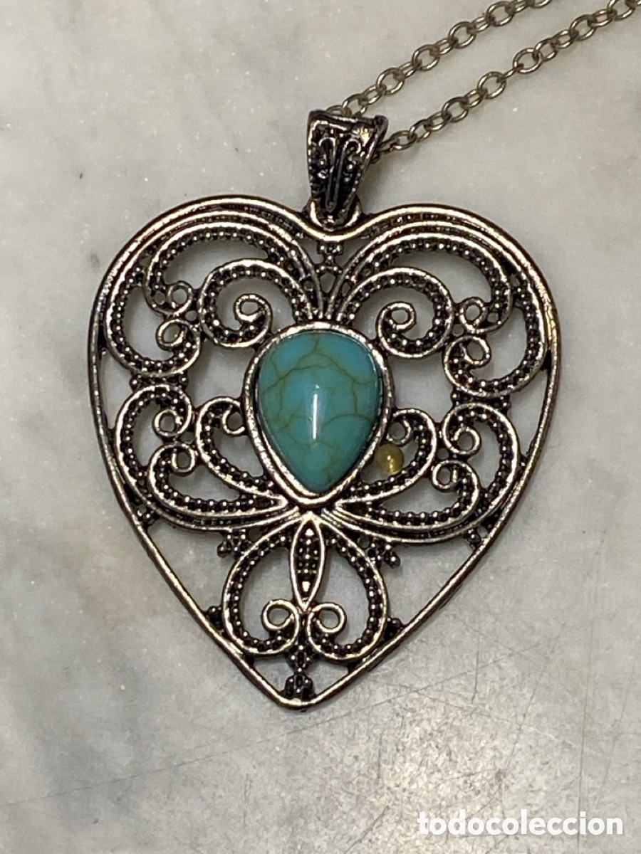 Joyeria: Collar bisuter&iacute;a de coraz&oacute;n con pieza tipo turquesa - Foto 2