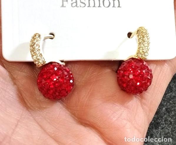 Joyeria: Pendientes color oro con strass rojo, Nuevos - Foto 4