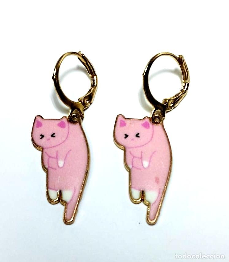 Joyeria: Pendientes gatitos color rosa, Nuevos - Foto 1