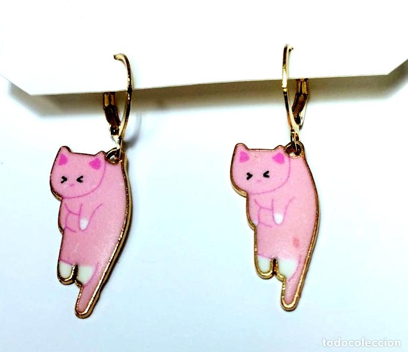 Joyeria: Pendientes gatitos color rosa, Nuevos - Foto 3