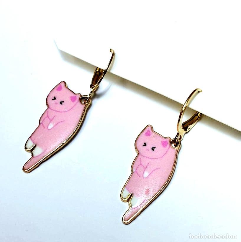Joyeria: Pendientes gatitos color rosa, Nuevos - Foto 4