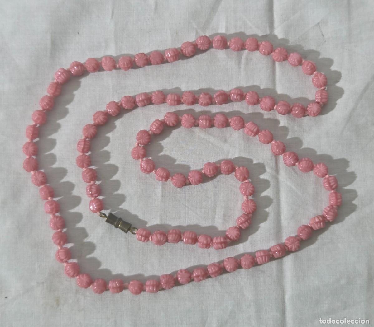 Joyeria: Collar de vidrio rosa, en forma de rosas - Foto 1
