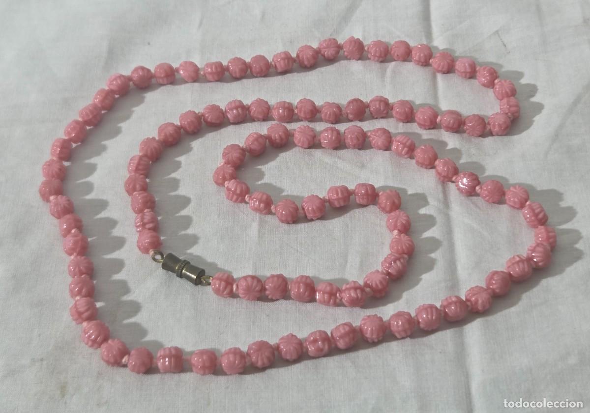Joyeria: Collar de vidrio rosa, en forma de rosas - Foto 2