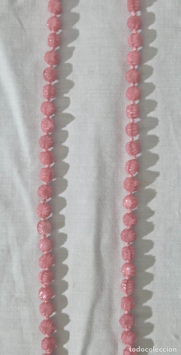 Joyeria: Collar de vidrio rosa, en forma de rosas - Foto 5