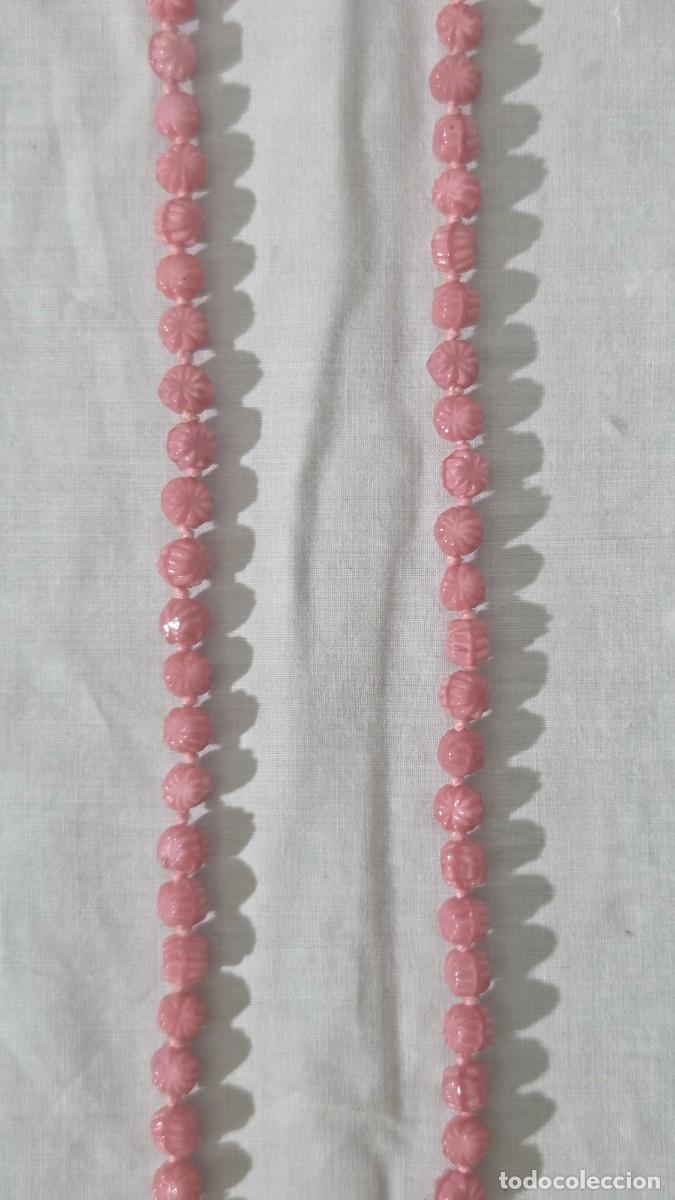 Joyeria: Collar de vidrio rosa, en forma de rosas - Foto 6