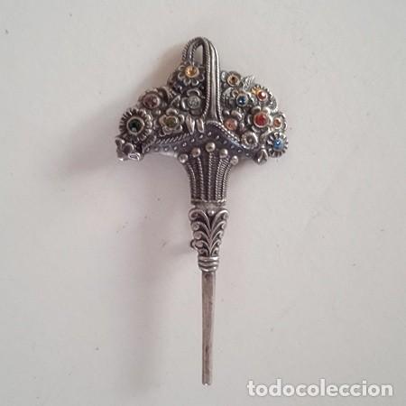 Joyeria: Broche estilo art deco de flores plateado - Foto 1