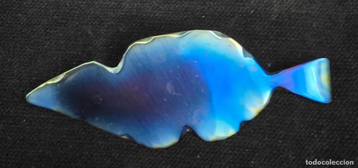 Joyeria: Broche vintage con forma de pez iridiscente azul &ndash; 8 cm - Foto 1