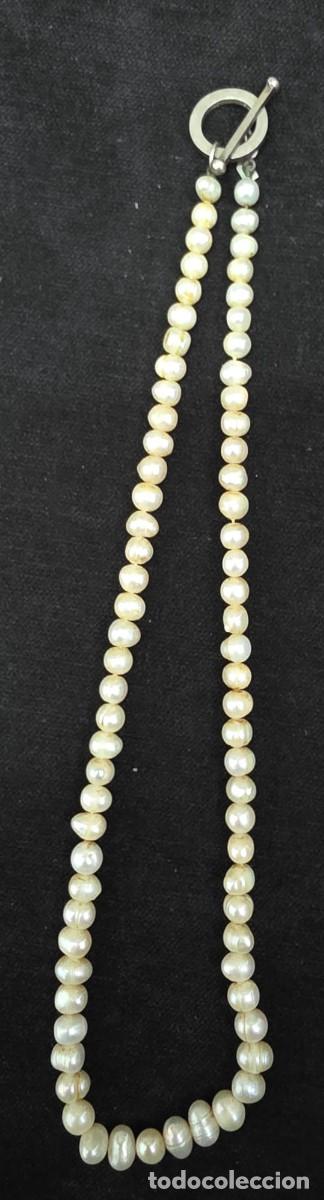 Joyeria: Collar de perlas naturales cortas &middot; 23 cm &middot; cierre tipo &ldquo;toggle&rdquo; en plata - Foto 1