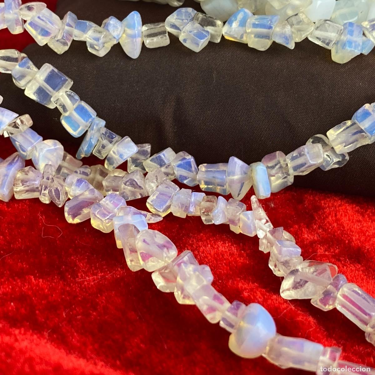 Joyeria: Conjunto de collar y pulsera de opalina, cuentas chip iridiscentes - Foto 3