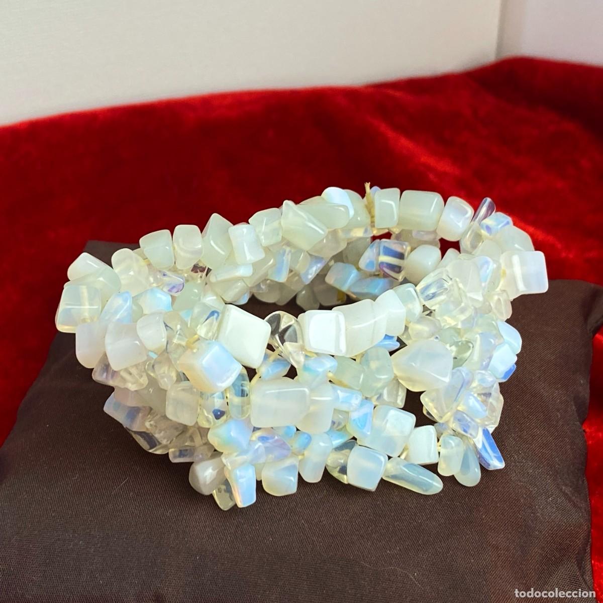 Joyeria: Conjunto de collar y pulsera de opalina, cuentas chip iridiscentes - Foto 6