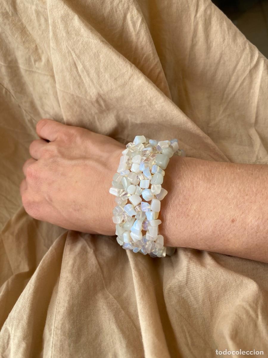 Joyeria: Conjunto de collar y pulsera de opalina, cuentas chip iridiscentes - Foto 7