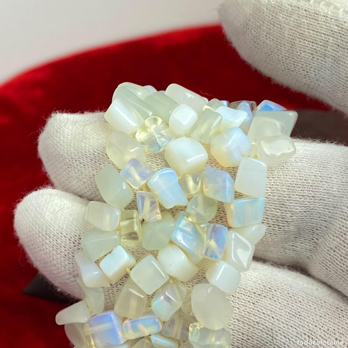 Joyeria: Conjunto de collar y pulsera de opalina, cuentas chip iridiscentes - Foto 8
