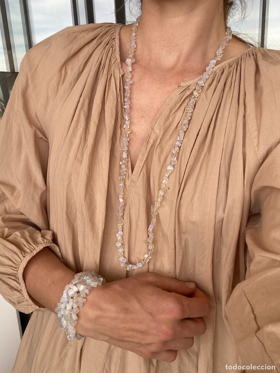 Joyeria: Conjunto de collar y pulsera de opalina, cuentas chip iridiscentes - Foto 9
