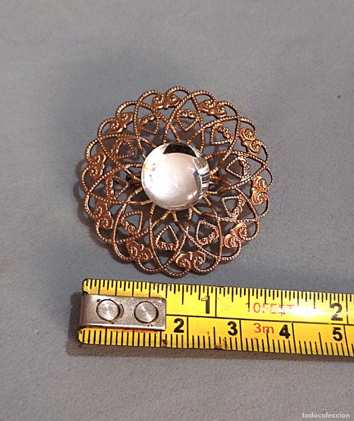 Joyeria: Antiguo broche dorado, con cristal. - Foto 3
