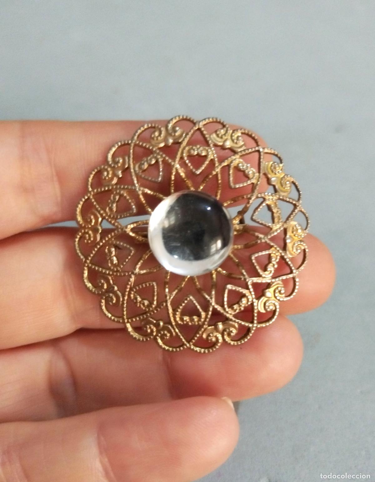 Joyeria: Antiguo broche dorado, con cristal. - Foto 4