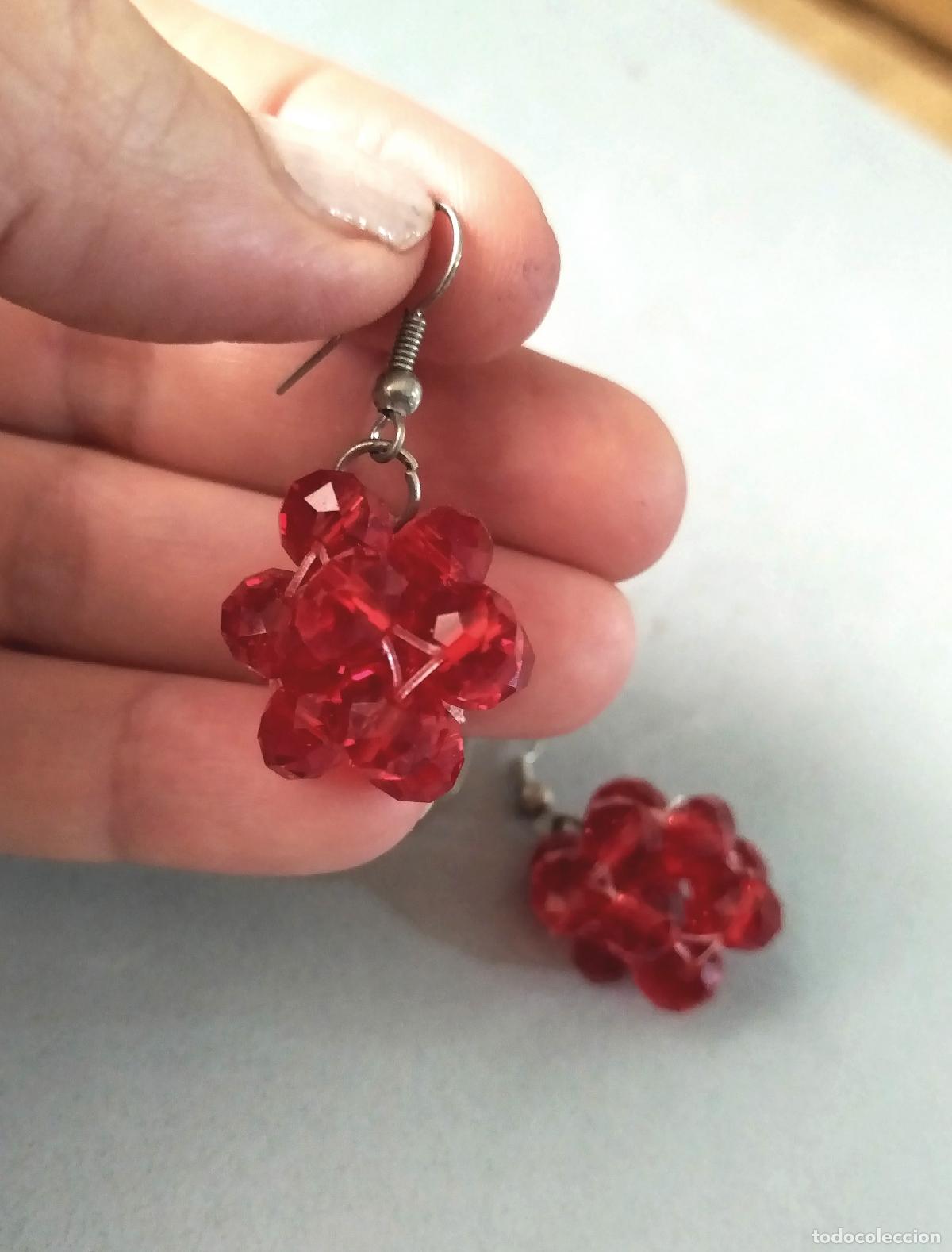Joyeria: Pendientes con cristales rojos, bisuter&iacute;a. - Foto 3
