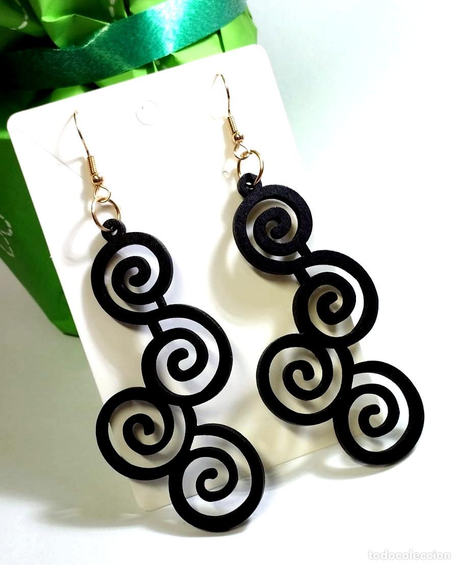 Joyeria: Pendientes bohemios largos de madera color negro, Nuevos - Foto 1