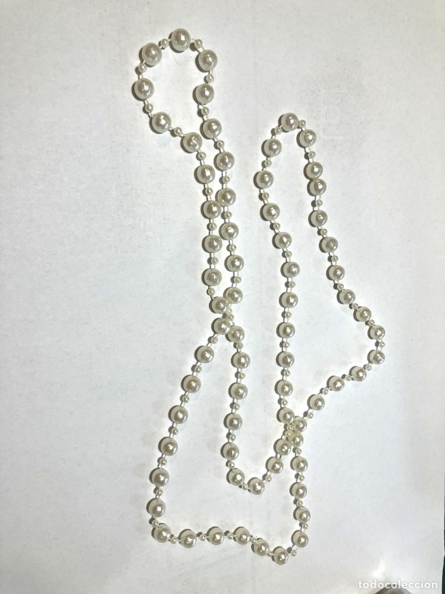 Joyeria: Collar largo cuentas imitando perlas de dos tama&ntilde;os. - Foto 1