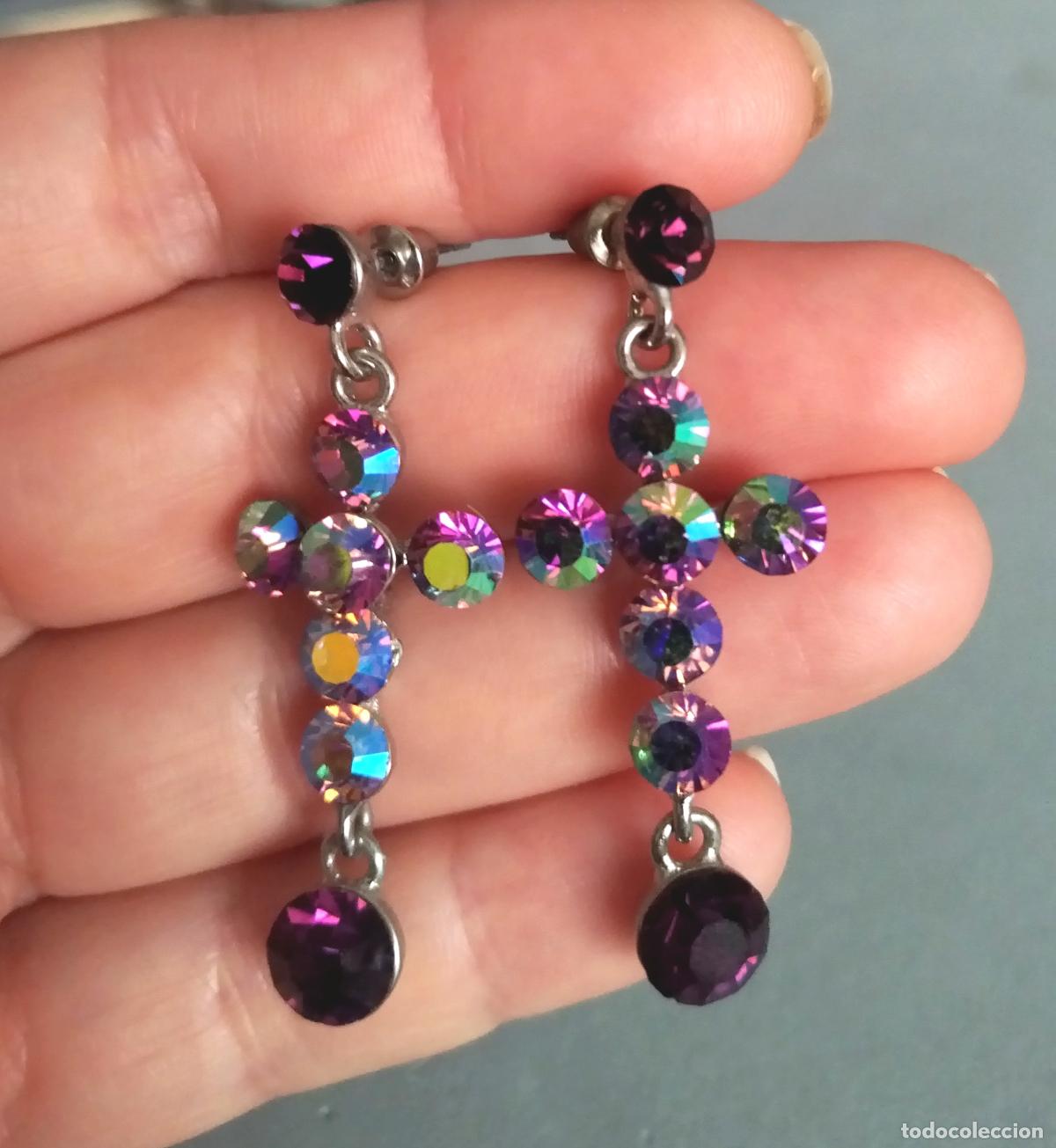 Joyeria: Pendientes de cruz, de cristalinos. - Foto 2