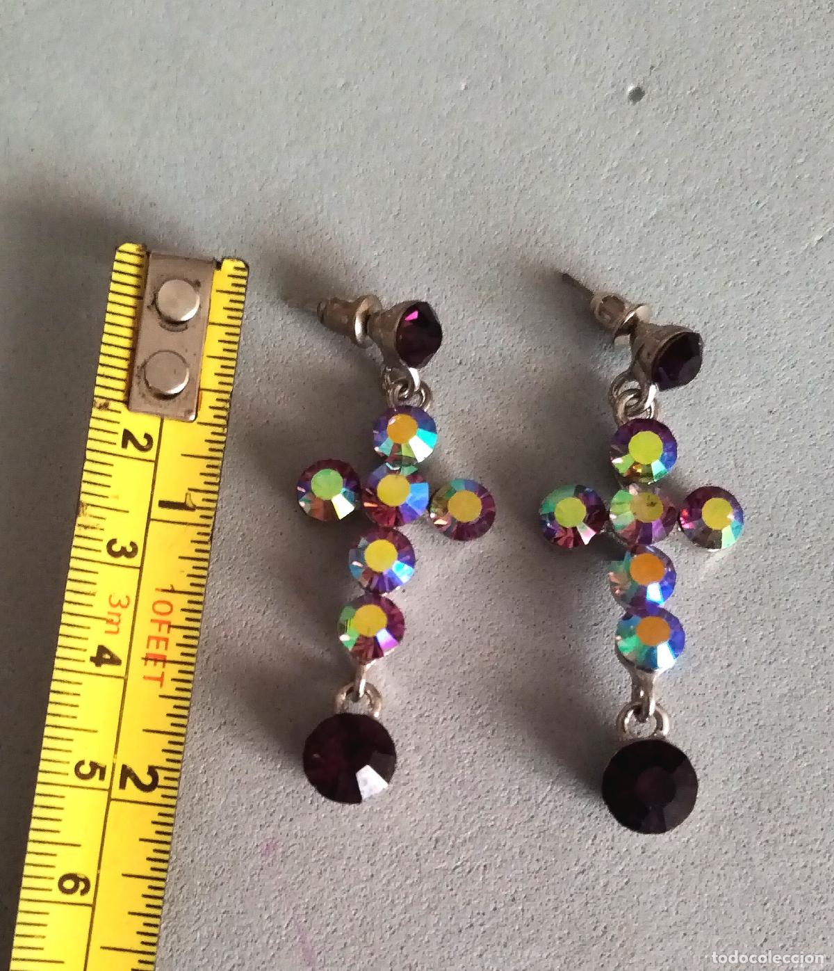 Joyeria: Pendientes de cruz, de cristalinos. - Foto 3