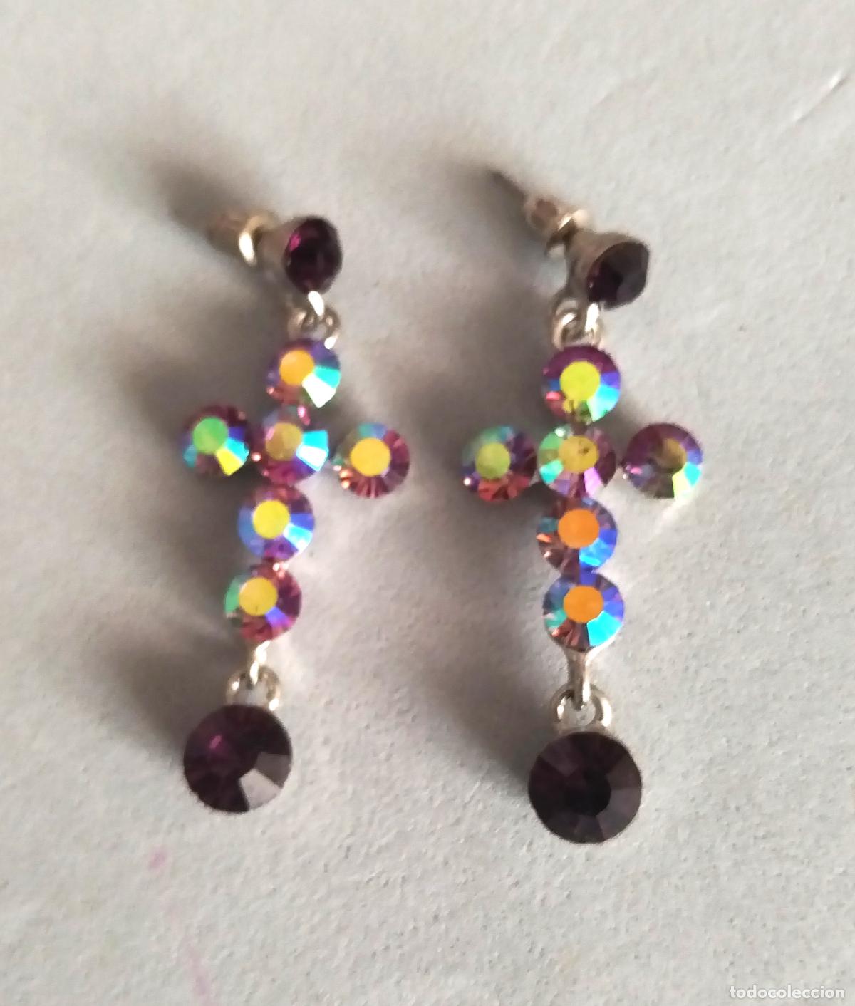 Joyeria: Pendientes de cruz, de cristalinos. - Foto 4