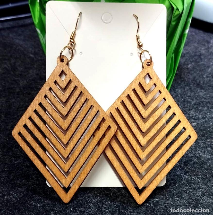 Joyeria: Pendientes bohemios largos de madera, Nuevos - Foto 1