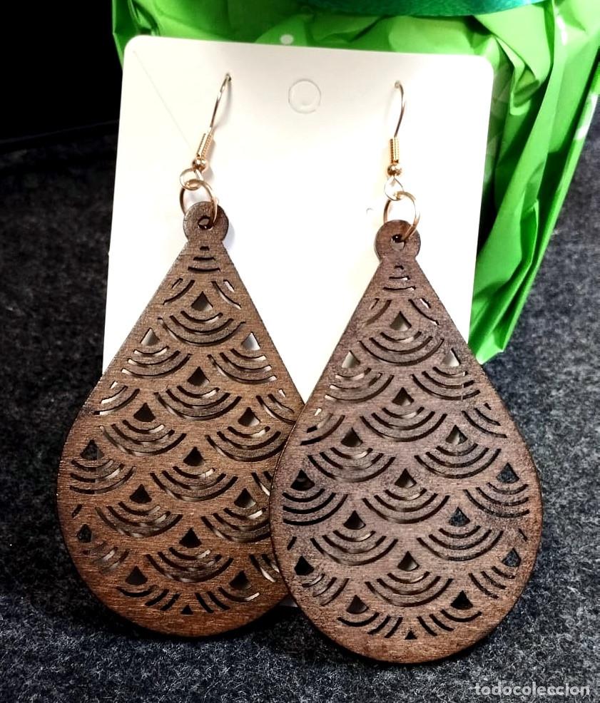 Joyeria: Pendientes bohemios largos de madera color marr&oacute;n, Nuevos - Foto 1