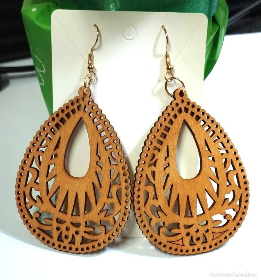 Joyeria: Pendientes Bohemios largos de madera, Nuevos - Foto 2