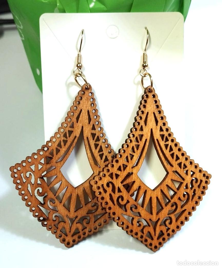 Joyeria: Pendientes Bohemios largos de madera, Nuevos - Foto 2
