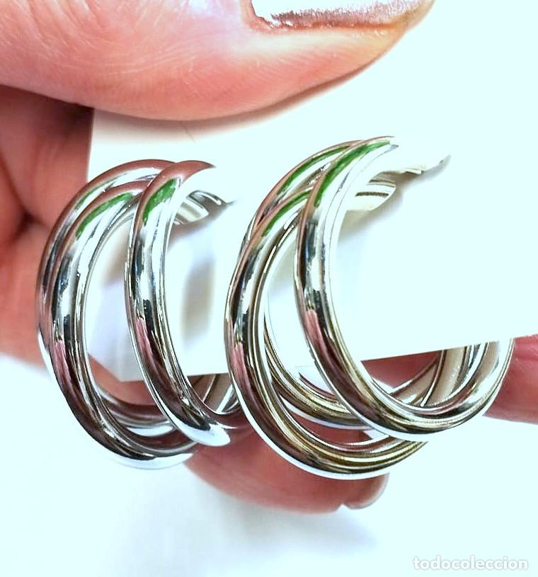 Joyeria: Pendientes de triple aro color plata, Nuevos - Foto 2