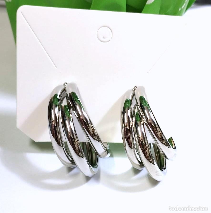 Joyeria: Pendientes de triple aro color plata, Nuevos - Foto 3