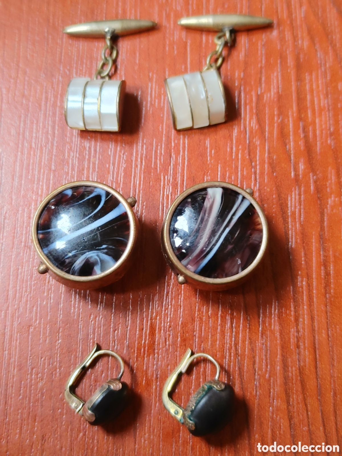 Joyeria: Gemelos, botones y pendientes. Chapados en oro. - Foto 9
