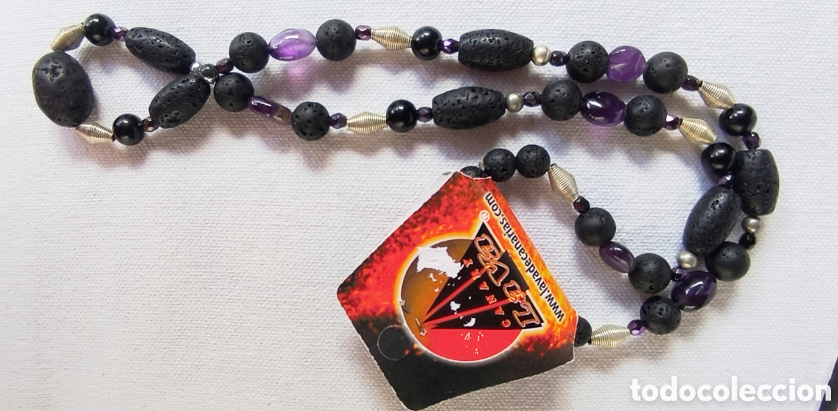Joyeria: Vendo conjunto de collar y pendientes de lava y amatistas. Nuevos