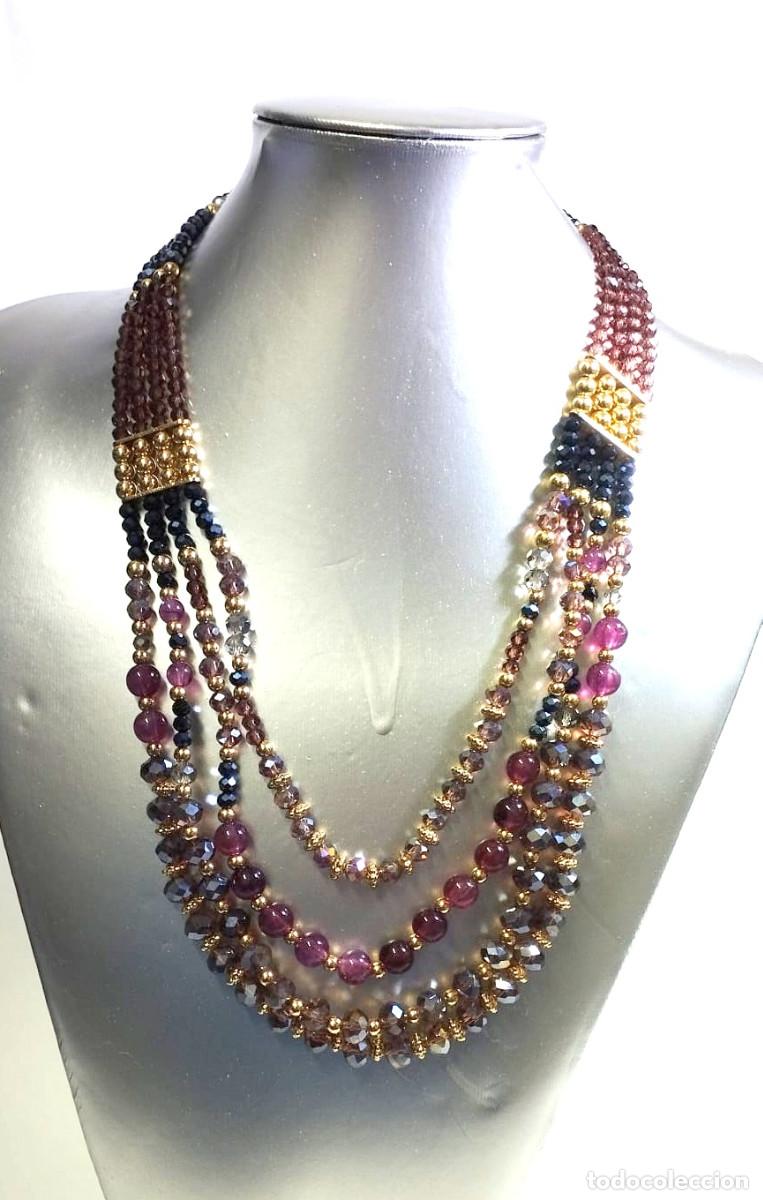 Joyeria: Collar de 4 l&iacute;neas en morados y color combinado, Nuevo - Foto 2