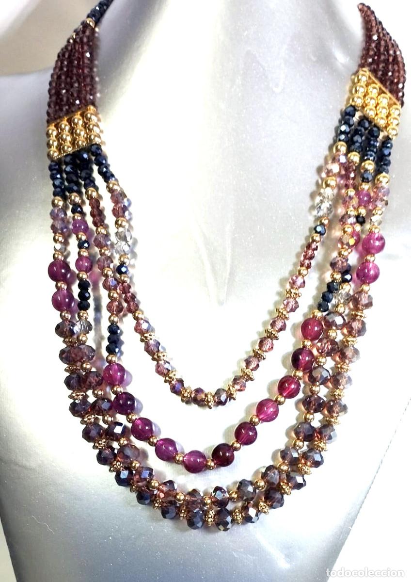 Joyeria: Collar de 4 l&iacute;neas en morados y color combinado, Nuevo - Foto 3