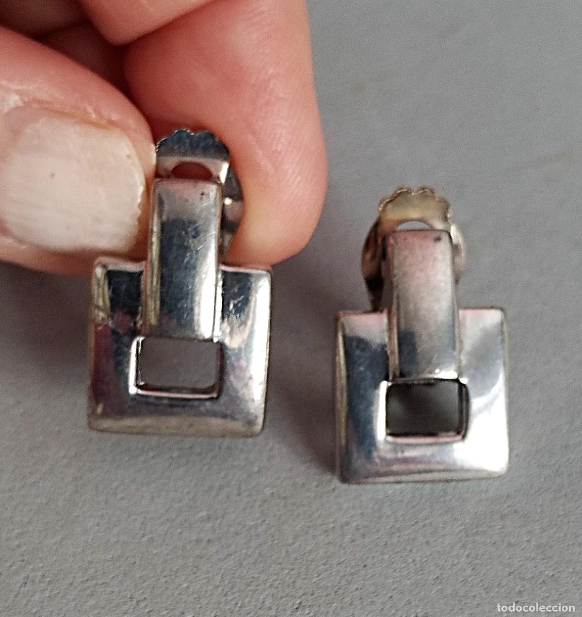 Joyeria: Pendientes plateados, cierre de clip. - Foto 2