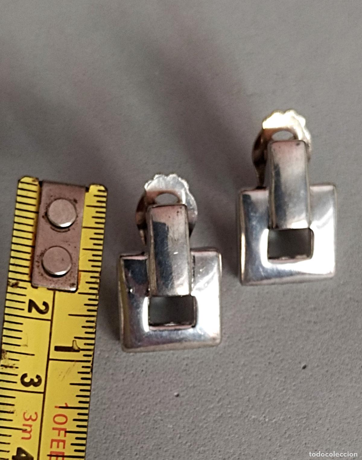 Joyeria: Pendientes plateados, cierre de clip. - Foto 3