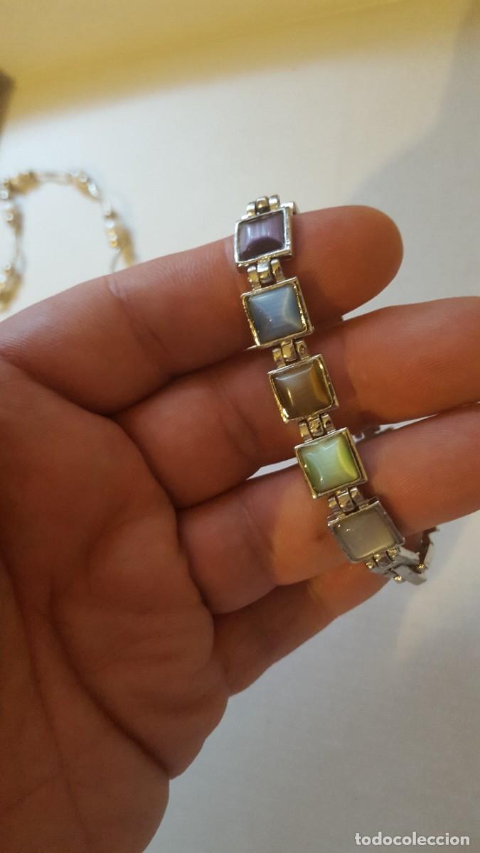 Jewelry: Pulsera bisuter&iacute;a de eslabones cuadrados con piedras de colores