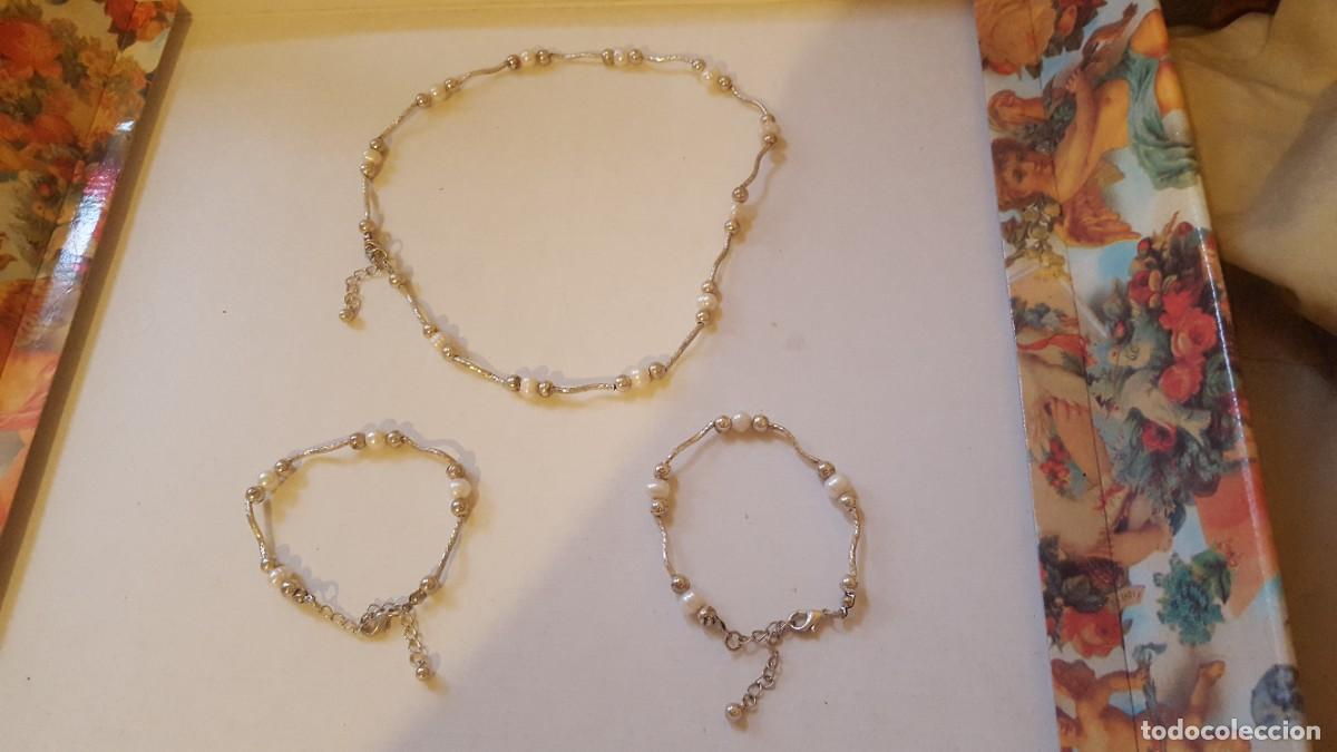 Jewelry: Set/conjunto de collar/gargantilla y pulseras con perlas culivadas/naturales de agua dulce.Bisuter&iacute;a