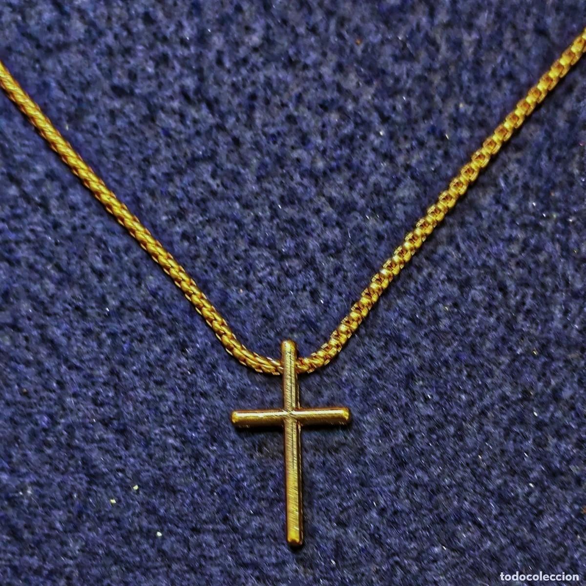 Jewelry: CADENA Y CRUZ DE ALPACA DORADA. MED. 60 CMS