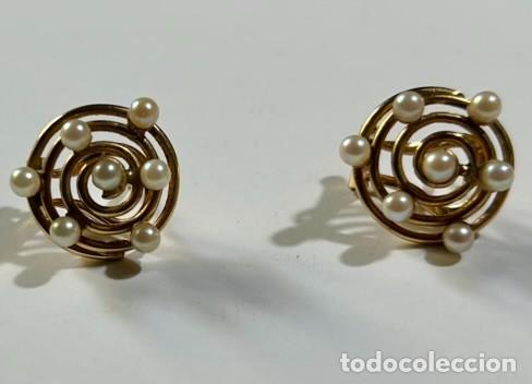 Joyeria: PENDIENTES VINTAGE BISUTER&Iacute;A FINA - PERLAS DE IMITACI&Oacute;N CON DISE&Ntilde;O DE ESPIRAL EN TONO DORADO