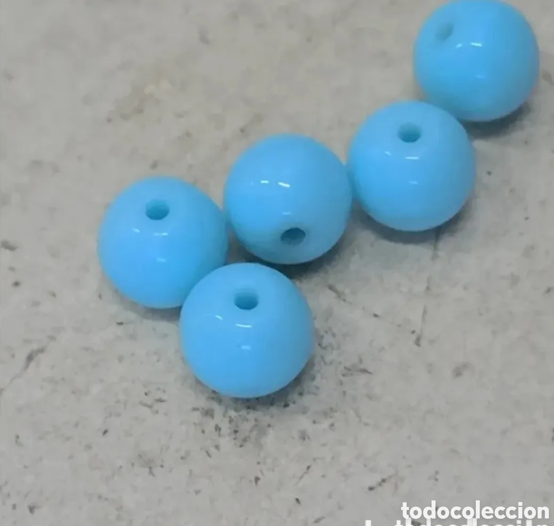 Joaillerie: Antiguo paquete bola azul doble agujero 8mm granito precintado 1kg a&ntilde;os 70