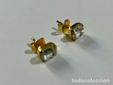 Joyeria: PAREJA DE PENDIENTES DE BISUTER&Iacute;A VINTAGE CRISTAL VIDRIO TALLADO TIPO EMERALD CUT